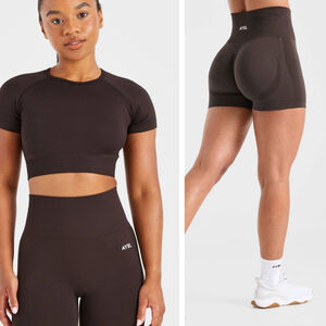 Aybl Empower Seamless crop top and shorts coord set Cocoa Brown medium / large